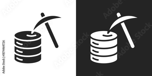Data Mining Icon In Black And White Glyph Style