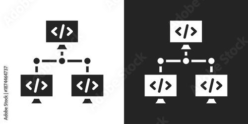 Line System Icon In Black And White Glyph Style
