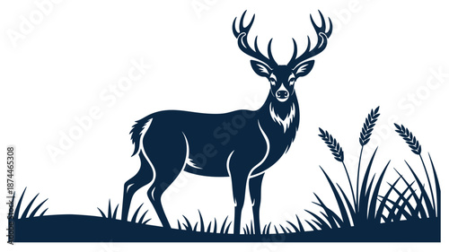 Majestic deer in grassland
