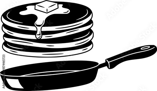 Frying Pan Breakfast Vector Illustration
