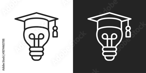 Innovation Icon In Black And White Line Style