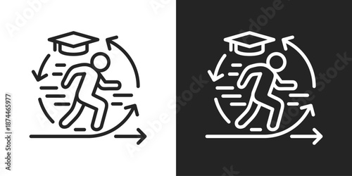 Agility Icon In Black And White Line Style