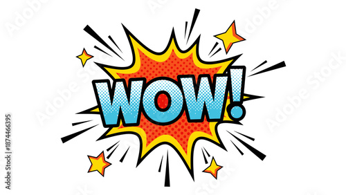 A vibrant comic book style illustration of a WOW expression