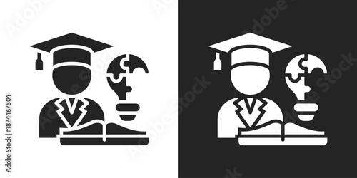 Problem solving Icon In Black And White Glyph Style