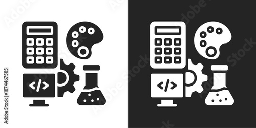 STEAM Icon In Black And White Glyph Style