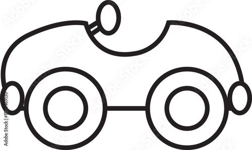 Simple black and white line art illustration of a delivery van for children's coloring book pages and icons.