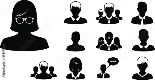 Human silhouette collection various poses and styles of human figures