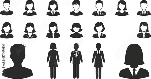 Human silhouette icons set for business and professional use