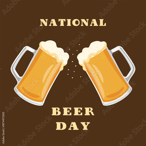 National Beer Day. April 7. Poster, banner, card, flyer.. Vector illustration