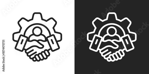 CRM Icon In Black And White Line Style