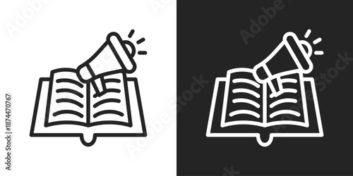 Educational Marketing Icon In Black And White Line Style