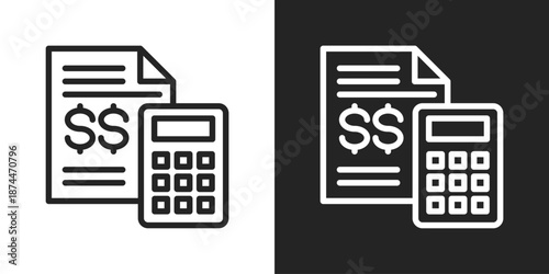 Budgeting Icon In Black And White Line Style