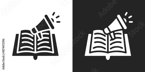 Educational Marketing Icon In Black And White Glyph Style