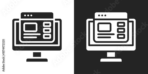 Landing Page Icon In Black And White Glyph Style