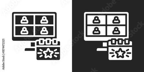Virtual Event Icon In Black And White Glyph Style