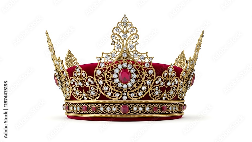 Obraz premium Crown isolated on white background with shadow. AI generated. 