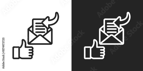 received email Icon In Black And White Line Style