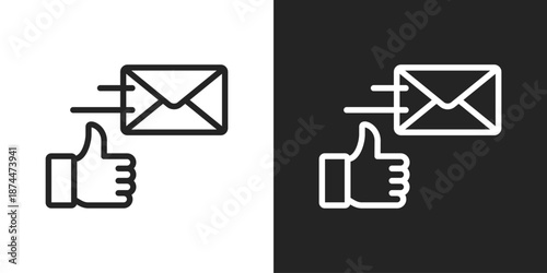 Sent Mail Icon In Black And White Line Style