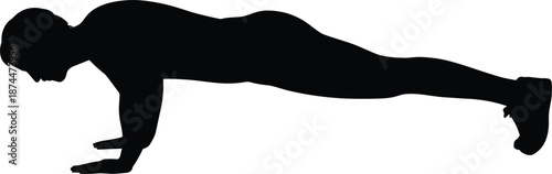 Silhouette Of A Person Performing A Push Up Exercise On A White Background human male