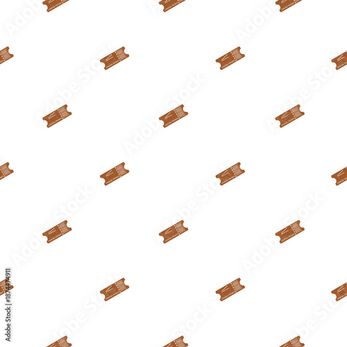Cinema ticket seamless pattern isolated on white background