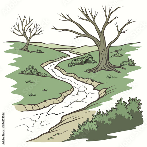 Green river basin turning into dry sand basin view