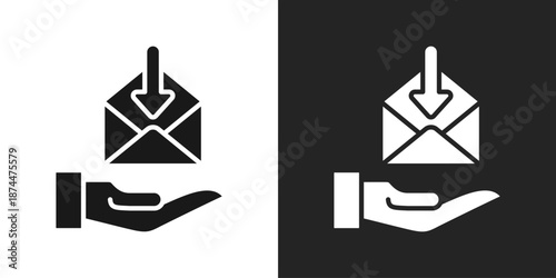 Receive Mail Icon In Black And White Glyph Style