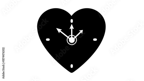 Heart Shaped Clock Icon with Arrows and Dots.