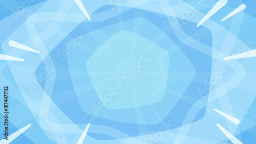 五角形と白い線が広がるシンプルな背景イラスト_水色_16:9