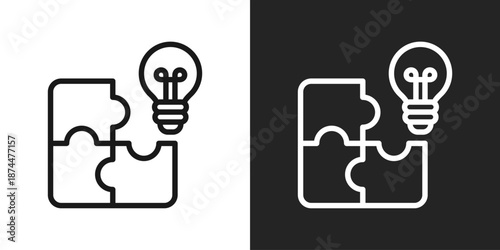 jigsaw Icon In Black And White Line Style