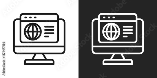 web browser Icon In Black And White Line Style