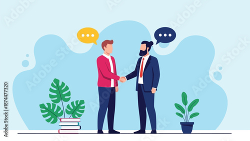 Business Partners Shake Hands In Modern Office, Signaling Collaboration And Friendly Agreement