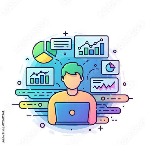 data analyst vector icon