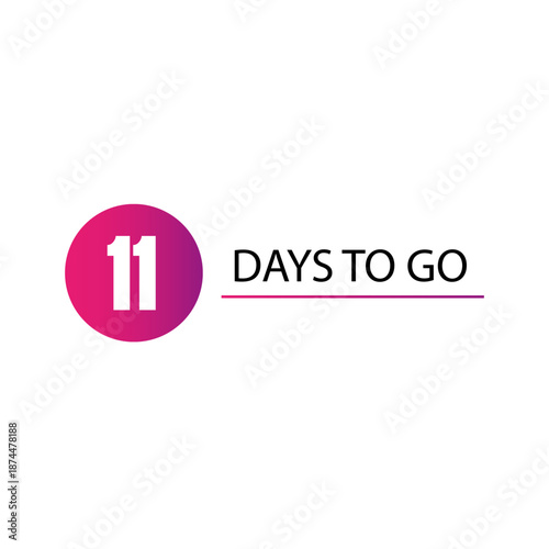 Circular countdown icon. Number eleven 11. Eleven 11 days go. Professional Vectorized reliable graphic.