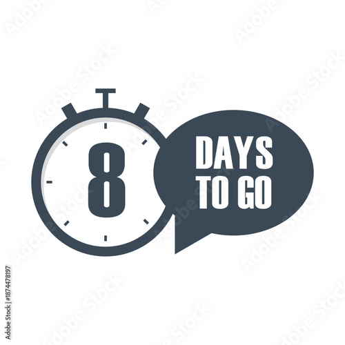 Stopwatch countdown icon. Significant number eight 8. Eight 8 days go. Professional Vectorized reliable graphic.