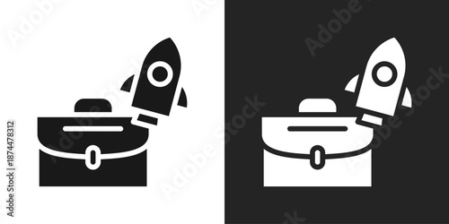rocket Icon In Black And White Glyph Style