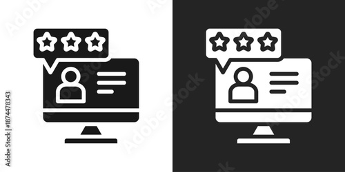 review Icon In Black And White Glyph Style