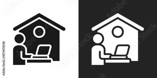 work from home Icon In Black And White Glyph Style