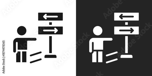 signage Icon In Black And White Glyph Style