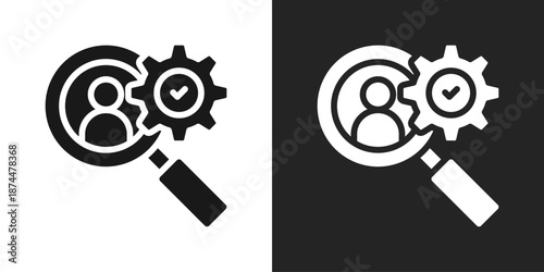 job seeking Icon In Black And White Glyph Style