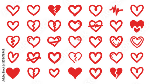 Set of broken heart icons