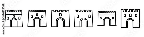 biblical jerusalem gate Line art illustration isolated on white background of palm sunday icons