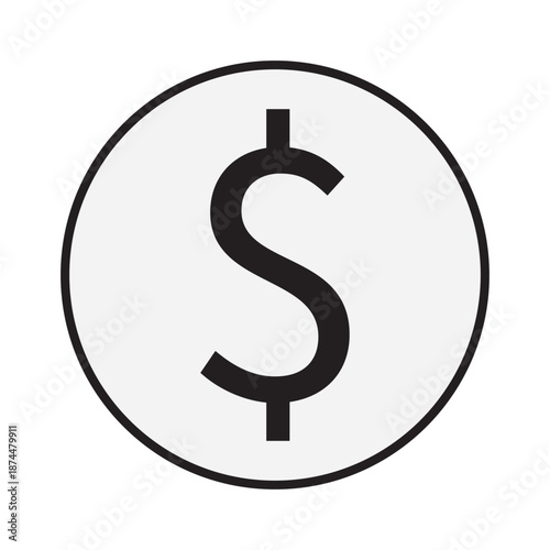 Bold black dollar sign icon isolated on white vector
