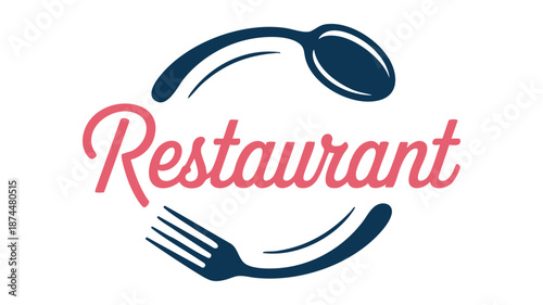 Stylish restaurant logo with sunglasses and fork