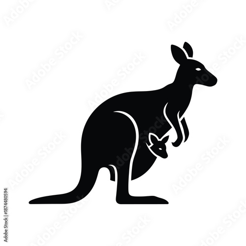 Kangaroo Mother With Joey Illustration