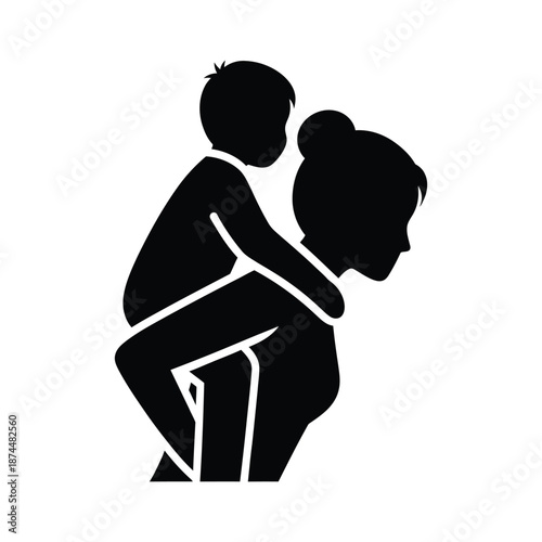 Mother And Child Walking Together Silhouette