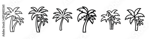 faithful celebration palms Line art illustration isolated on white background of palm sunday icons