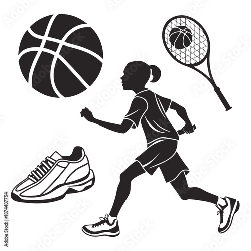 Athlete in motion with sports equipment