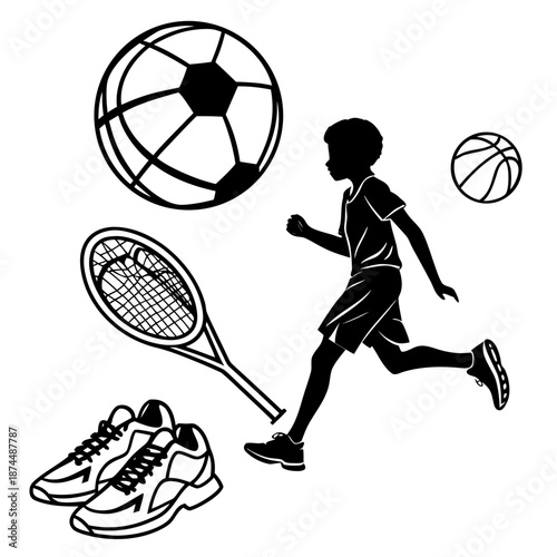 Youth engaging in various sports