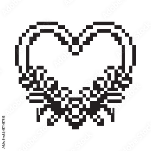 Pixelated heart shape with distorted bottom and fragmented visual effect