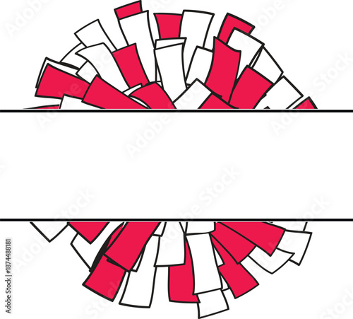 Φωτογραφία Red and White Cheer Pom-Pom Split Monogram Frame Vector Illustration for Custom Text